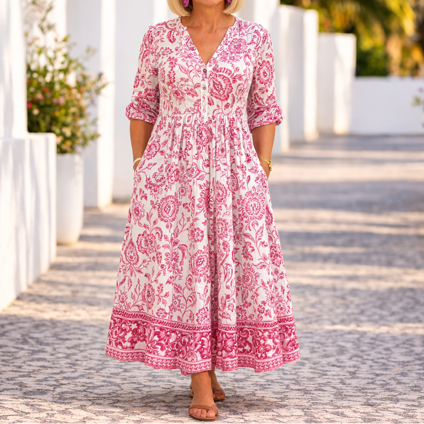 Elly - Elegantes Blumenkleid mit einem lässigen Flair