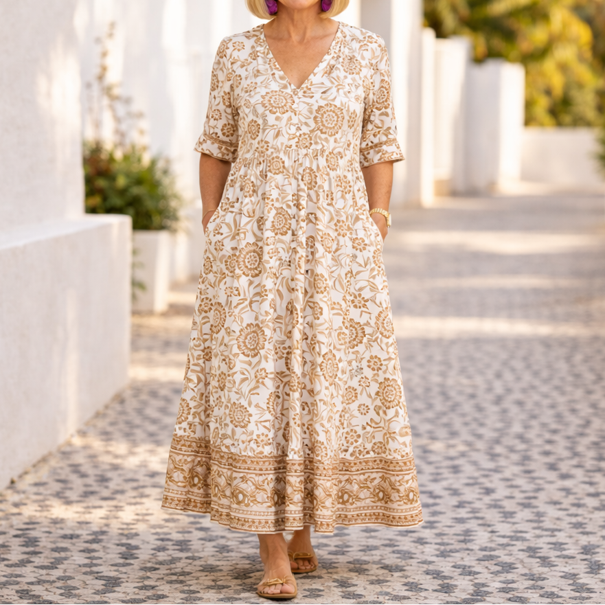 Elly - Elegantes Blumenkleid mit einem lässigen Flair