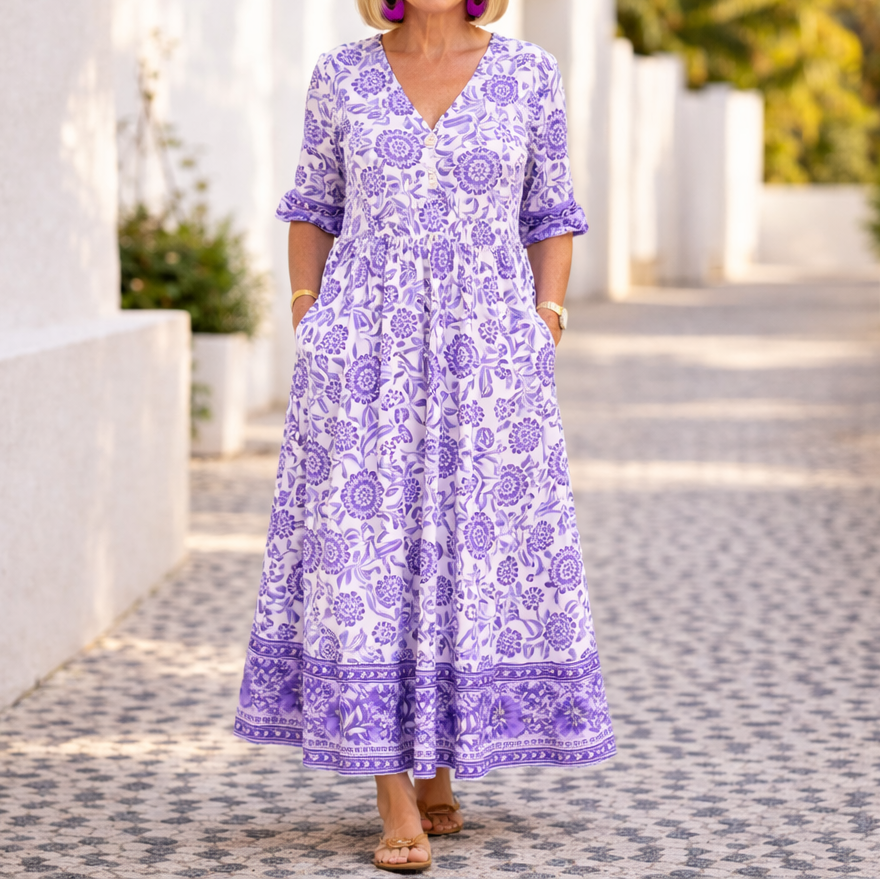 Elly - Elegantes Blumenkleid mit einem lässigen Flair