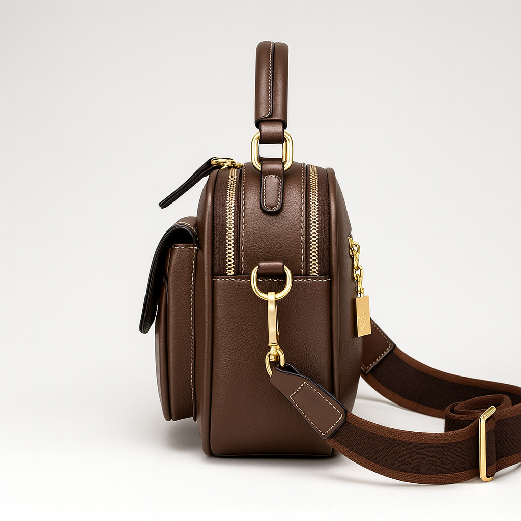 Chloe | Elegante Crossbody Bag mit zwei Lagen und breitem Tragegurt