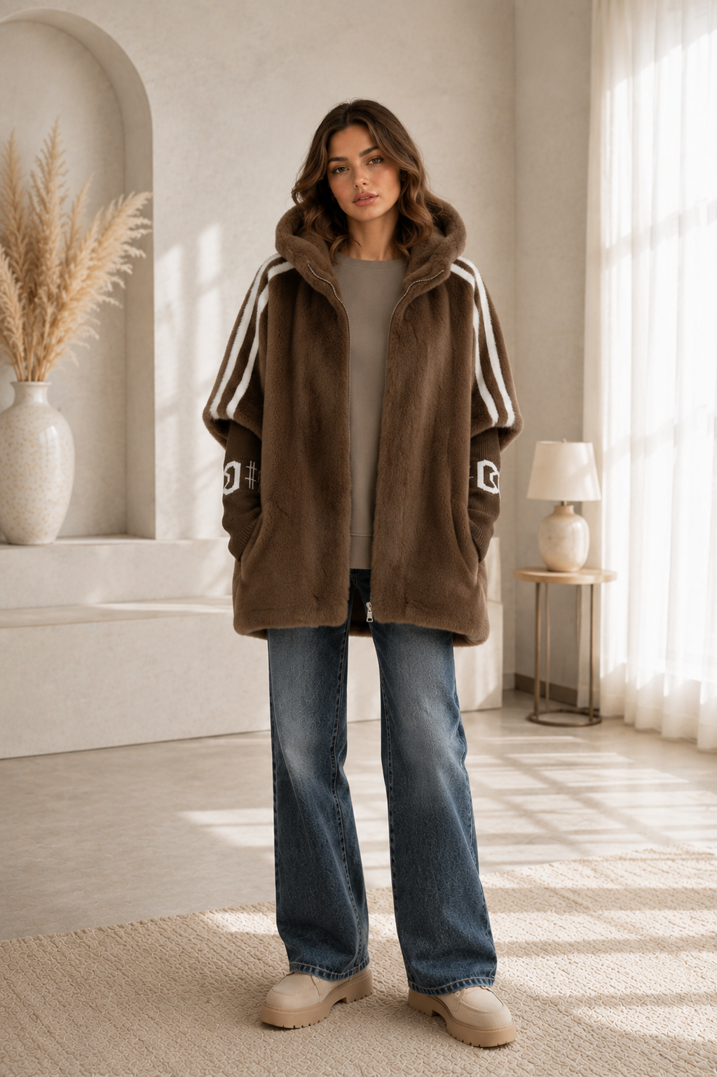 Katrin | Weiche Jacke mit Kapuze und Reißverschluss