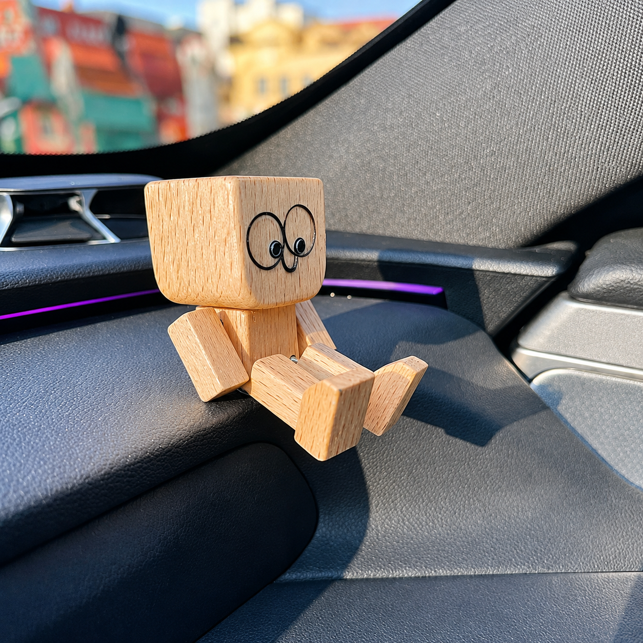 1+1 Gratis | Holz Deko Figur | Bewegliche Wippfunktion | Wechselbare Gesichter