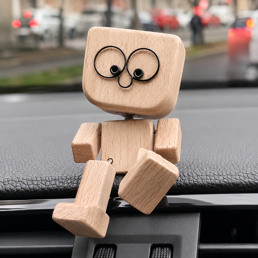 1+1 Gratis | Holz Deko Figur | Bewegliche Wippfunktion | Wechselbare Gesichter