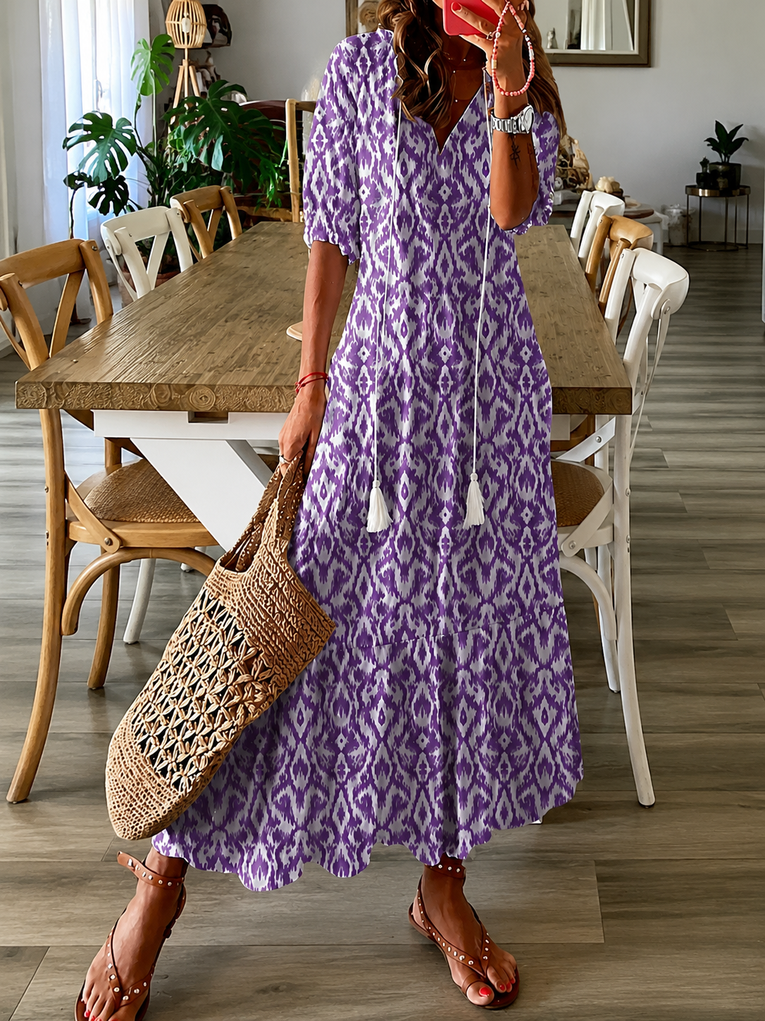 Lamia – Stilvolles Boho Bauchbedeckendes Maxikleid
