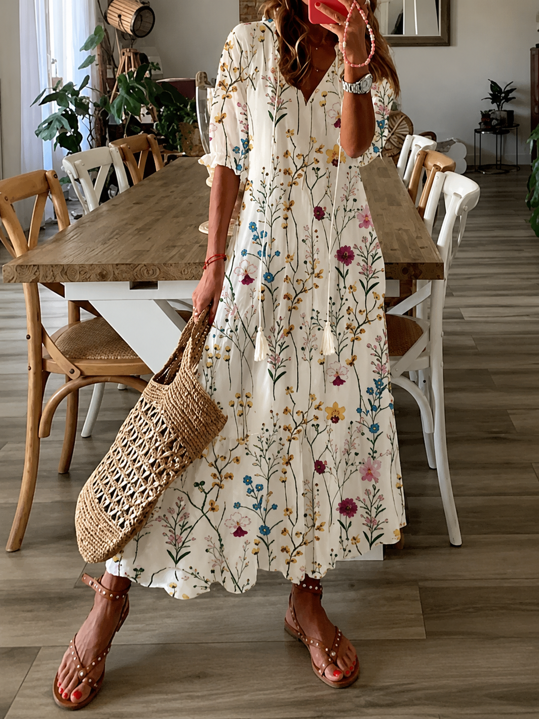 Lamia – Stilvolles Boho Bauchbedeckendes Maxikleid