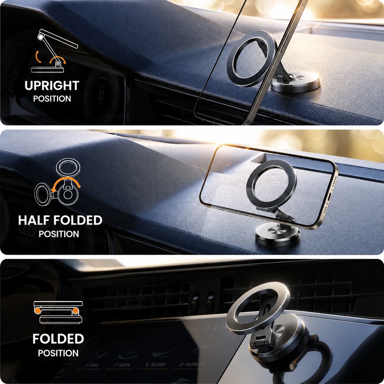 Handyhalterung Auto  Magnetisch | 360° Drehbar & Klappbar | Starker Magnethalt | DriveHold