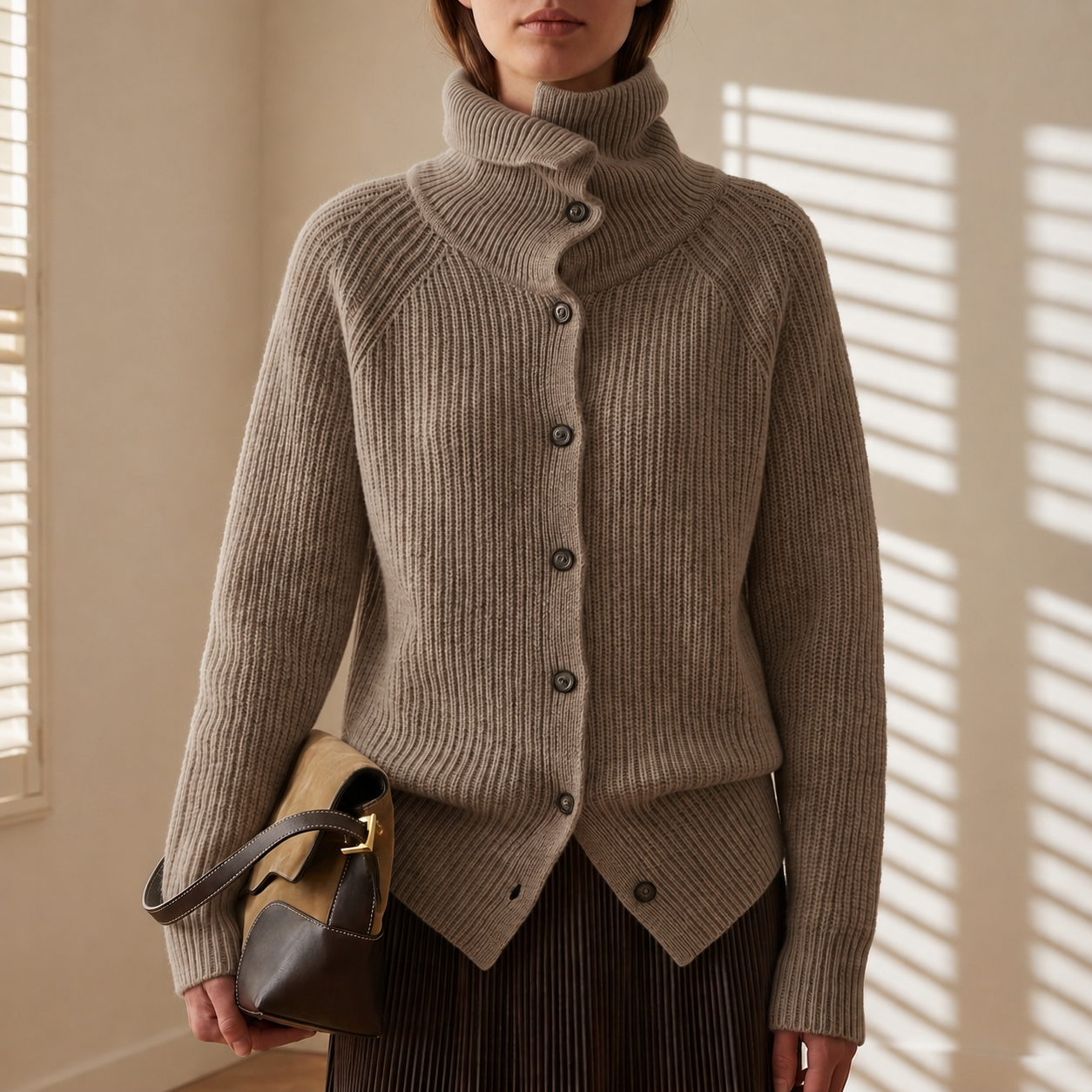 Damen Langarm-Cardigan mit Knöpfen