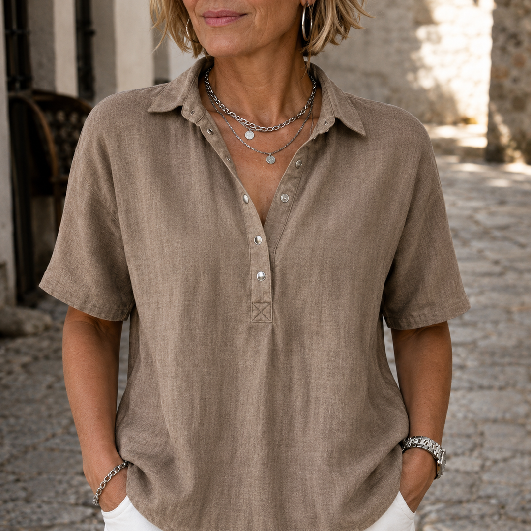 Nawel - Elegante Bluse Mit Kragen Und Knöpfen