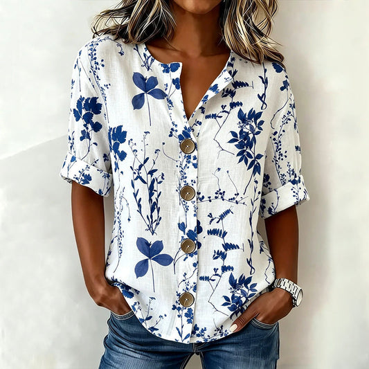 Soora - Bluse Mit Vintage Blattmuster