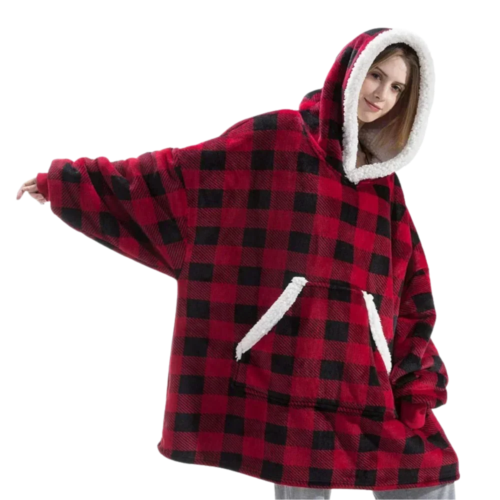 Hoodie mit Sherpa und Flanell – Einheitsgröße für Damen und Herren