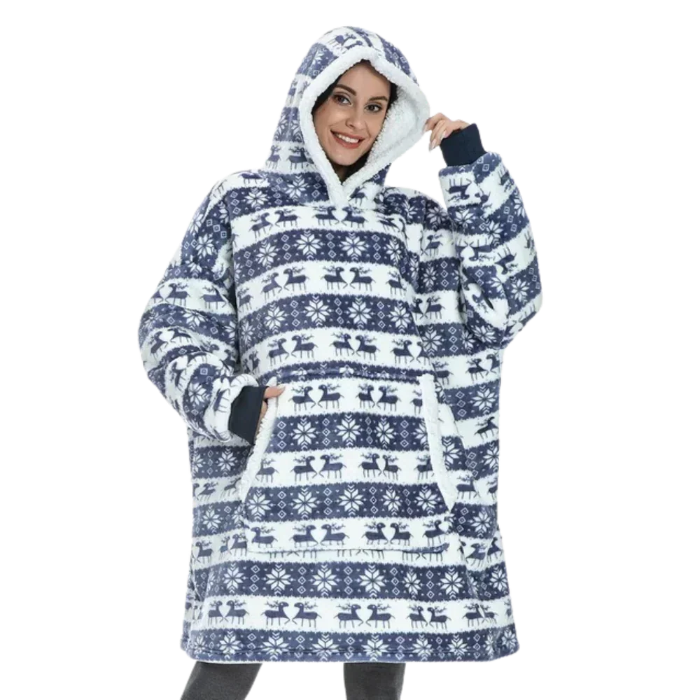 Hoodie mit Sherpa und Flanell – Einheitsgröße für Damen und Herren