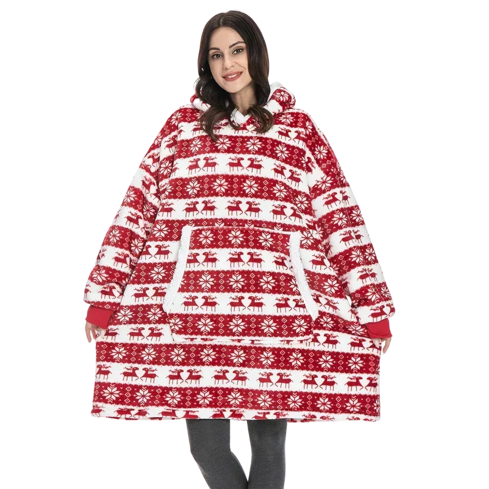 Hoodie mit Sherpa und Flanell – Einheitsgröße für Damen und Herren