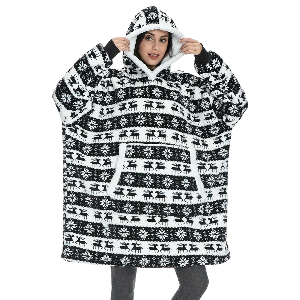 Hoodie mit Sherpa und Flanell – Einheitsgröße für Damen und Herren