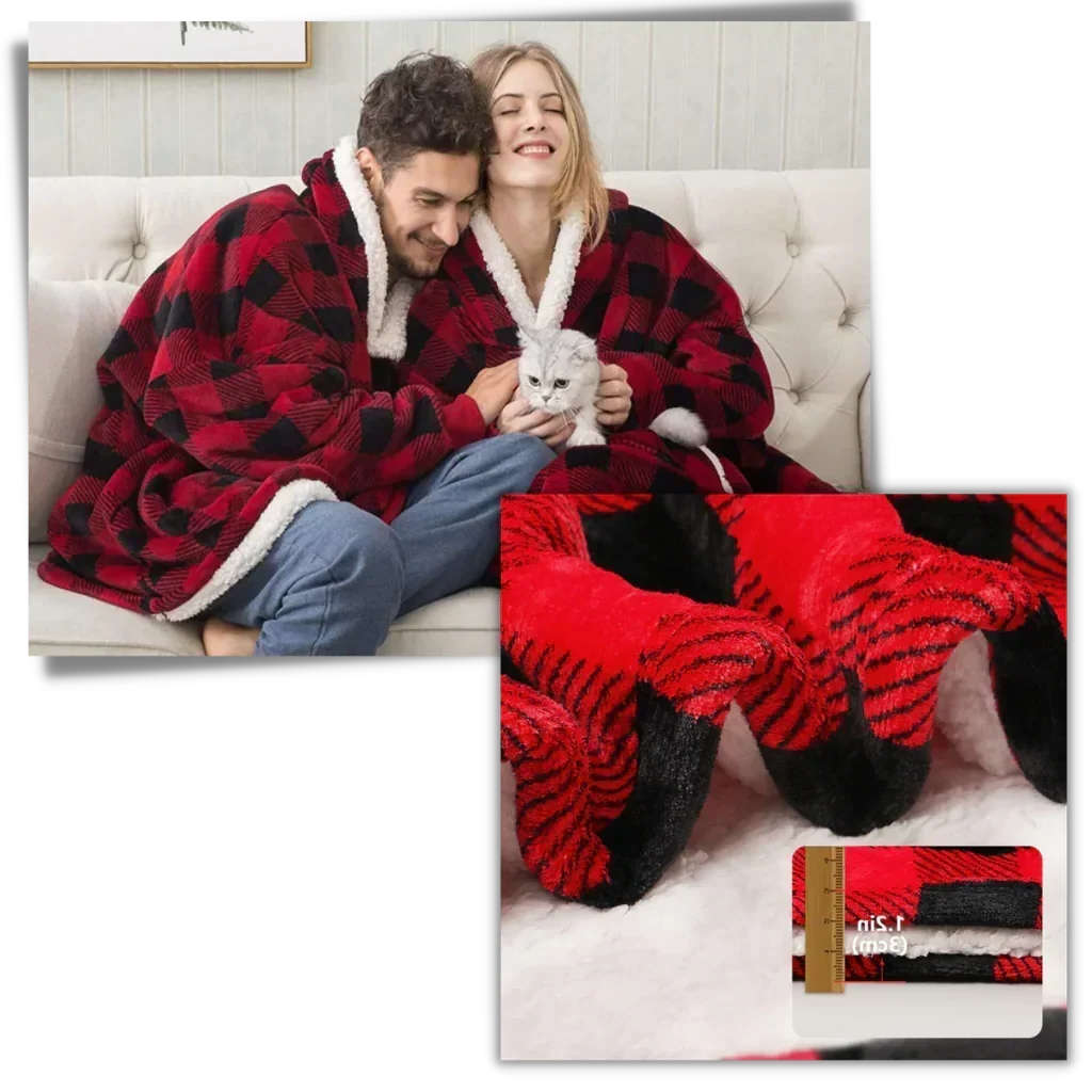Hoodie mit Sherpa und Flanell – Einheitsgröße für Damen und Herren