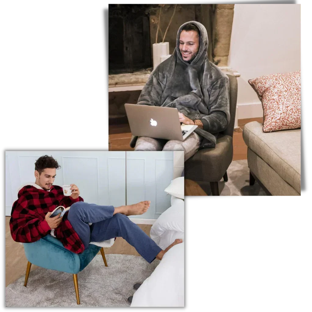 Hoodie mit Sherpa und Flanell – Einheitsgröße für Damen und Herren