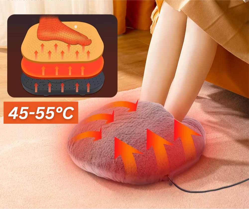 Flauschige Wärmefüße | Kuschelig beheiztes Fußkissen