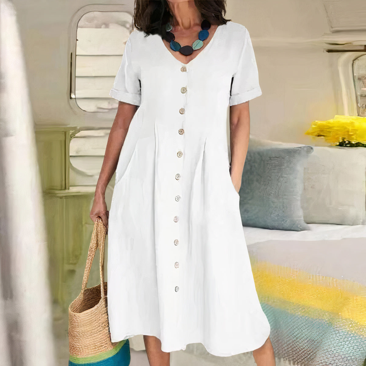 Bella - Maxikleid Mit V-Ausschnitt