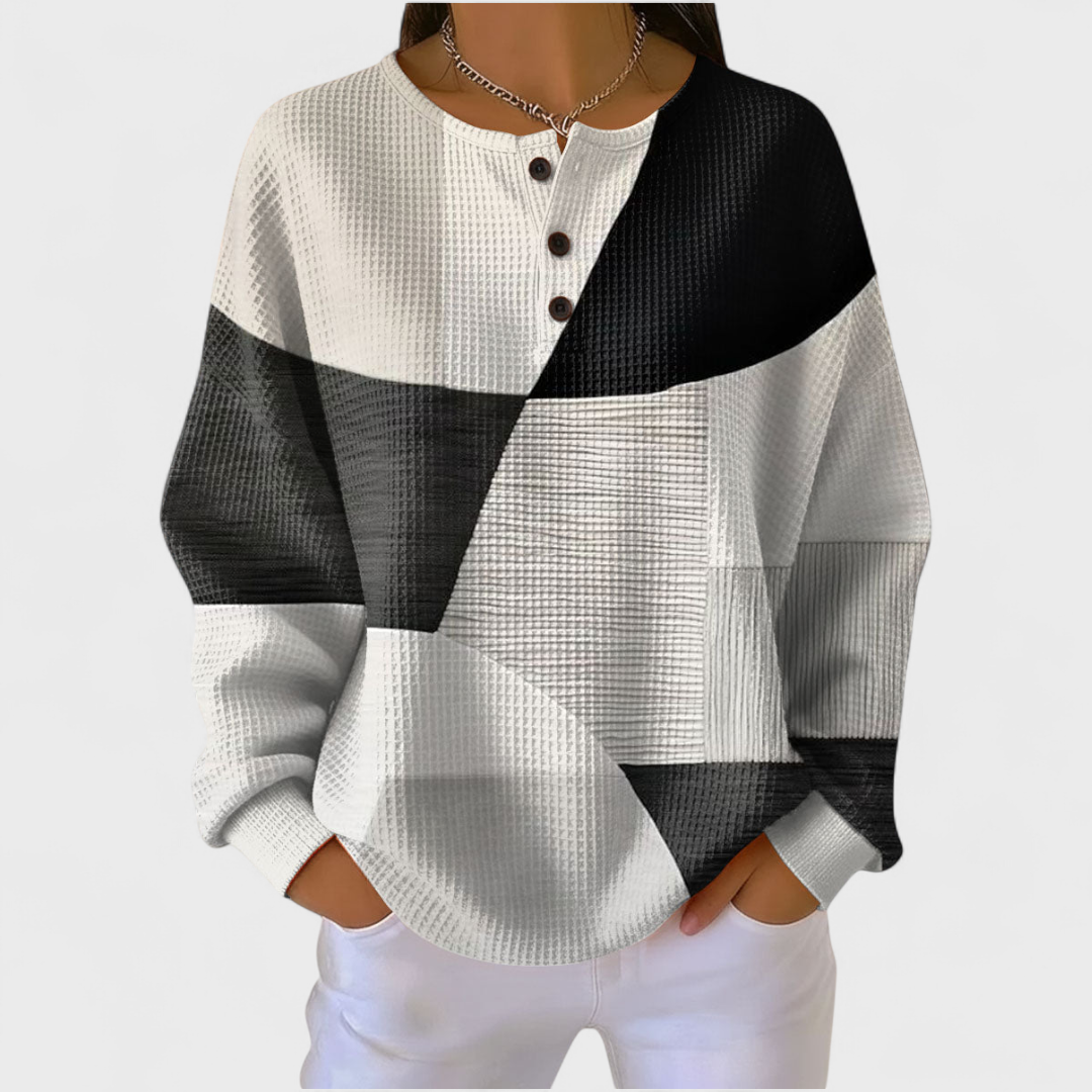 Senja – Pullover im Colour-Block-Stil mit Knopfleiste