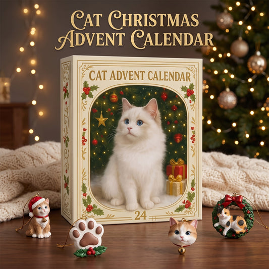 Katzen-Adventskalender | 24 Katzen-Anhänger | Weihnachtsbaumschmuck