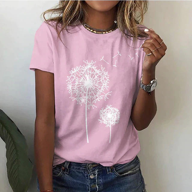 Grafik T-Shirt Damen Bedruckte Oberfläche mit Lockerer Passform