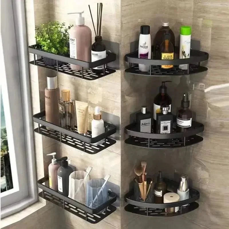 Badezimmerregal ohne Bohren Edelstahl & ABS | Klebemontage ohne Werkzeug | Platzsparend, bis 5 kg Tragkraft für jedes Bad