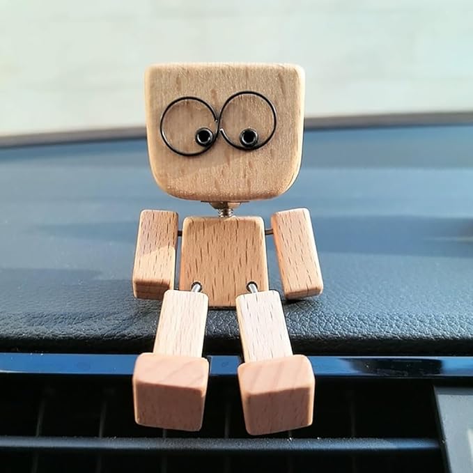 1+1 Gratis | Holz Deko Figur | Bewegliche Wippfunktion | Wechselbare Gesichter