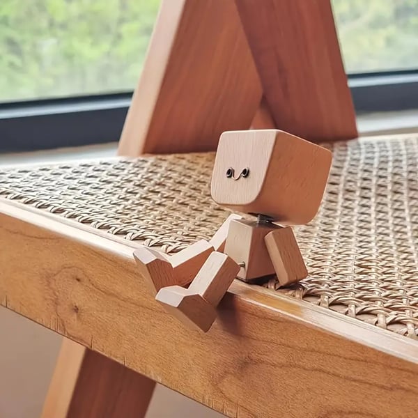 1+1 Gratis | Holz Deko Figur | Bewegliche Wippfunktion | Wechselbare Gesichter