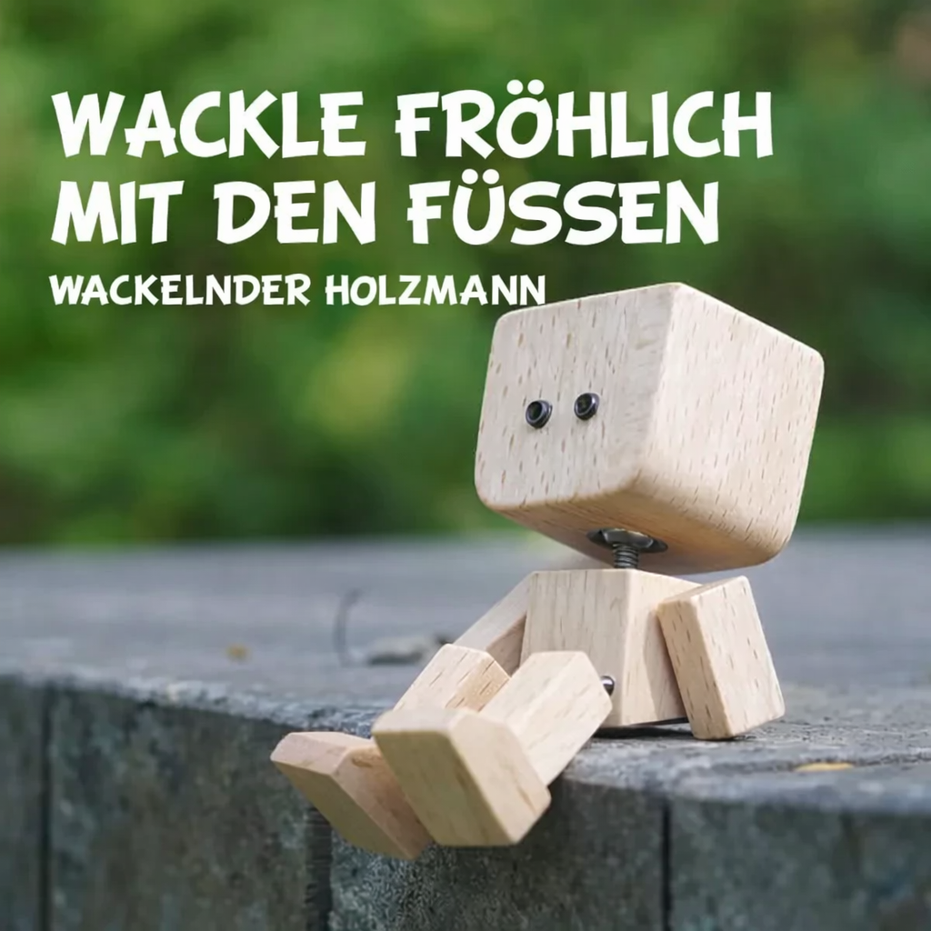 1+1 Gratis | Holz Deko Figur | Bewegliche Wippfunktion | Wechselbare Gesichter