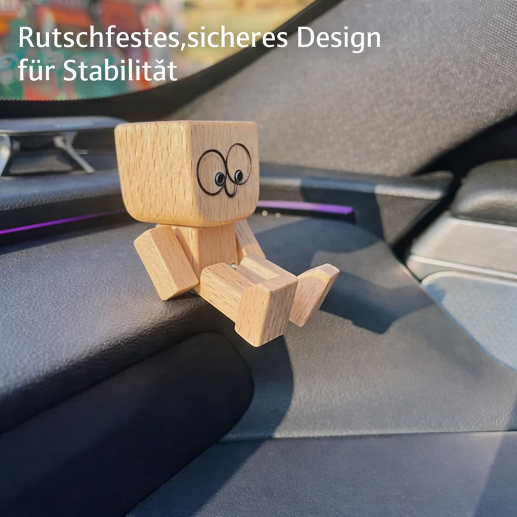 1+1 Gratis | Holz Deko Figur | Bewegliche Wippfunktion | Wechselbare Gesichter