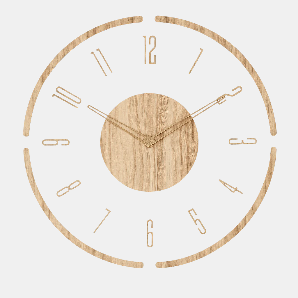 Lautlose Wanduhr aus Holz und Acryl – modernes Design Ø 35 cm