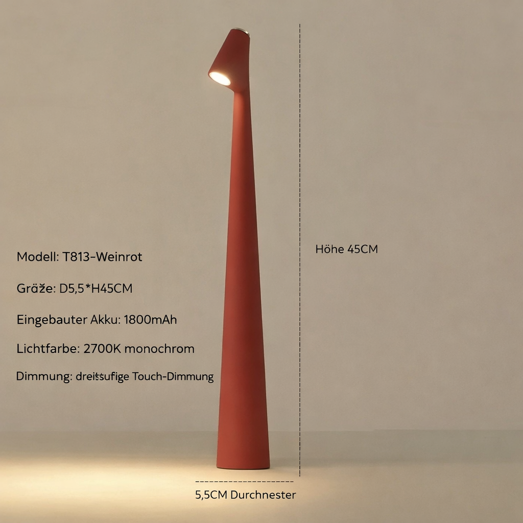 Kabellose Designer LED Tischlampe | 3-Stufen Touch-Dimmung | 2700K Warmweiß | Sydney