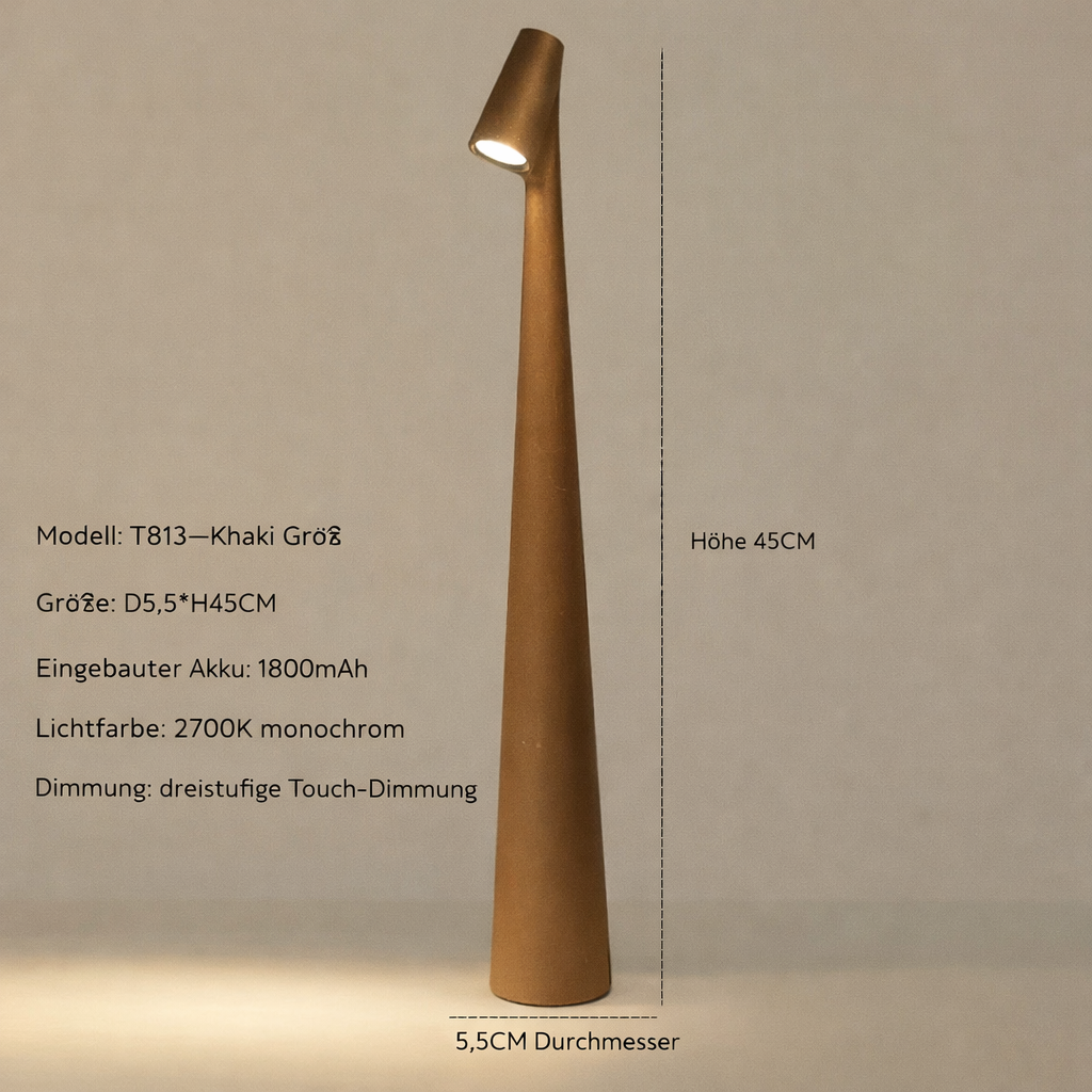 Kabellose Designer LED Tischlampe | 3-Stufen Touch-Dimmung | 2700K Warmweiß | Sydney
