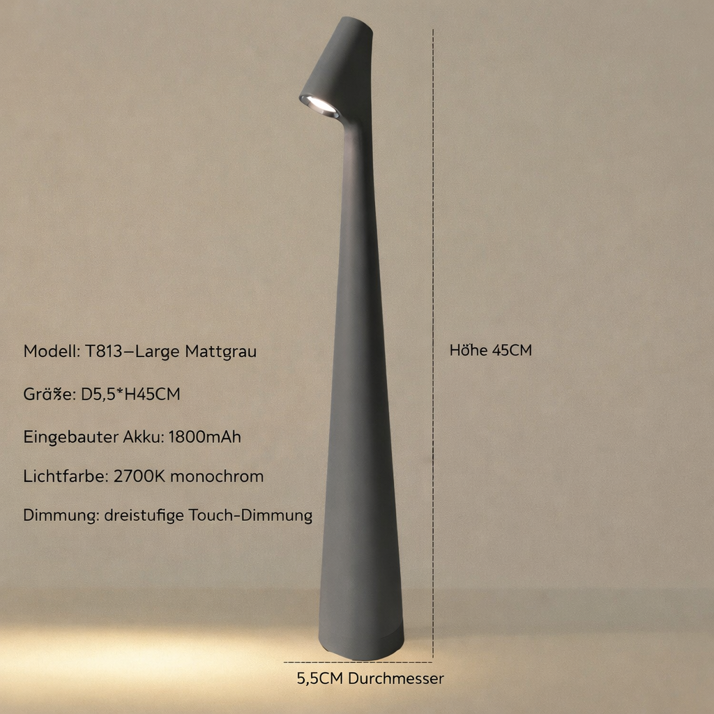 Kabellose Designer LED Tischlampe | 3-Stufen Touch-Dimmung | 2700K Warmweiß | Sydney