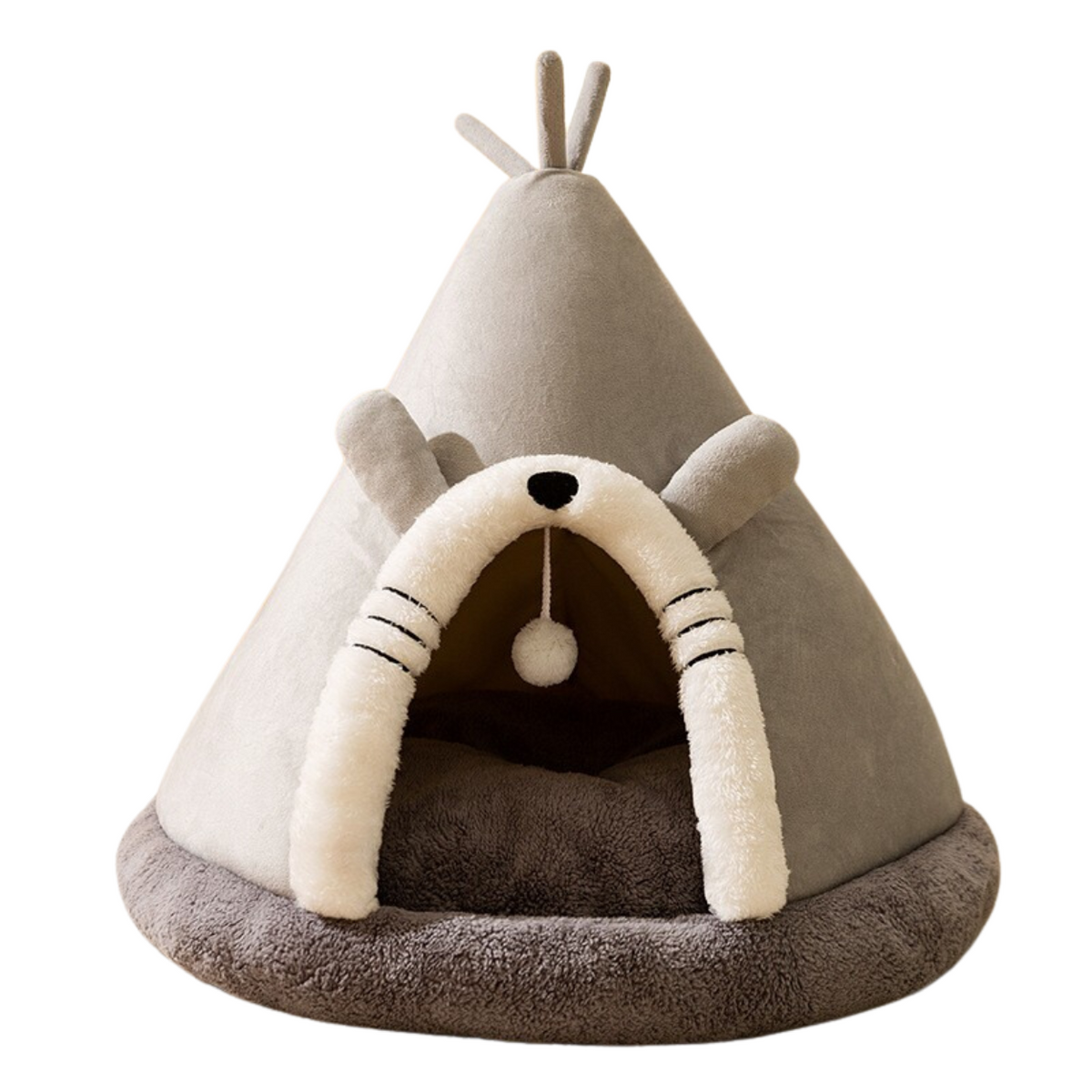 Katzenbett Zelt aus Fleece & Plüsch, 38–65 cm | Orange, Grau, Grün | Rutschhemmend, warmer Rückzugsort für Herbst & Winter