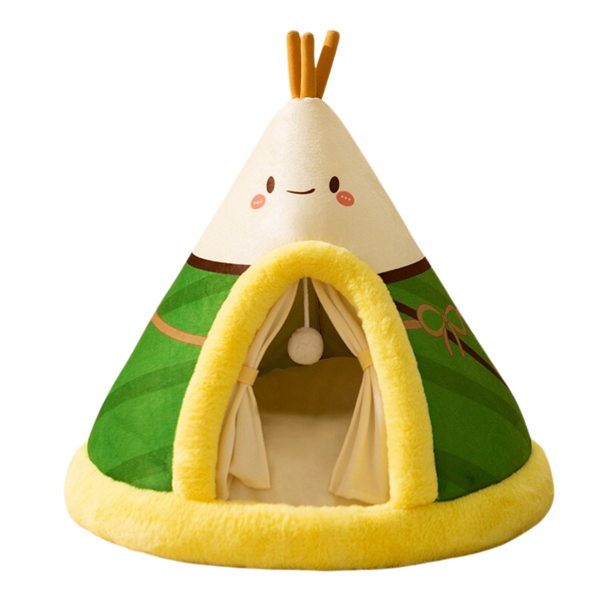 Katzenbett Zelt aus Fleece & Plüsch, 38–65 cm | Orange, Grau, Grün | Rutschhemmend, warmer Rückzugsort für Herbst & Winter