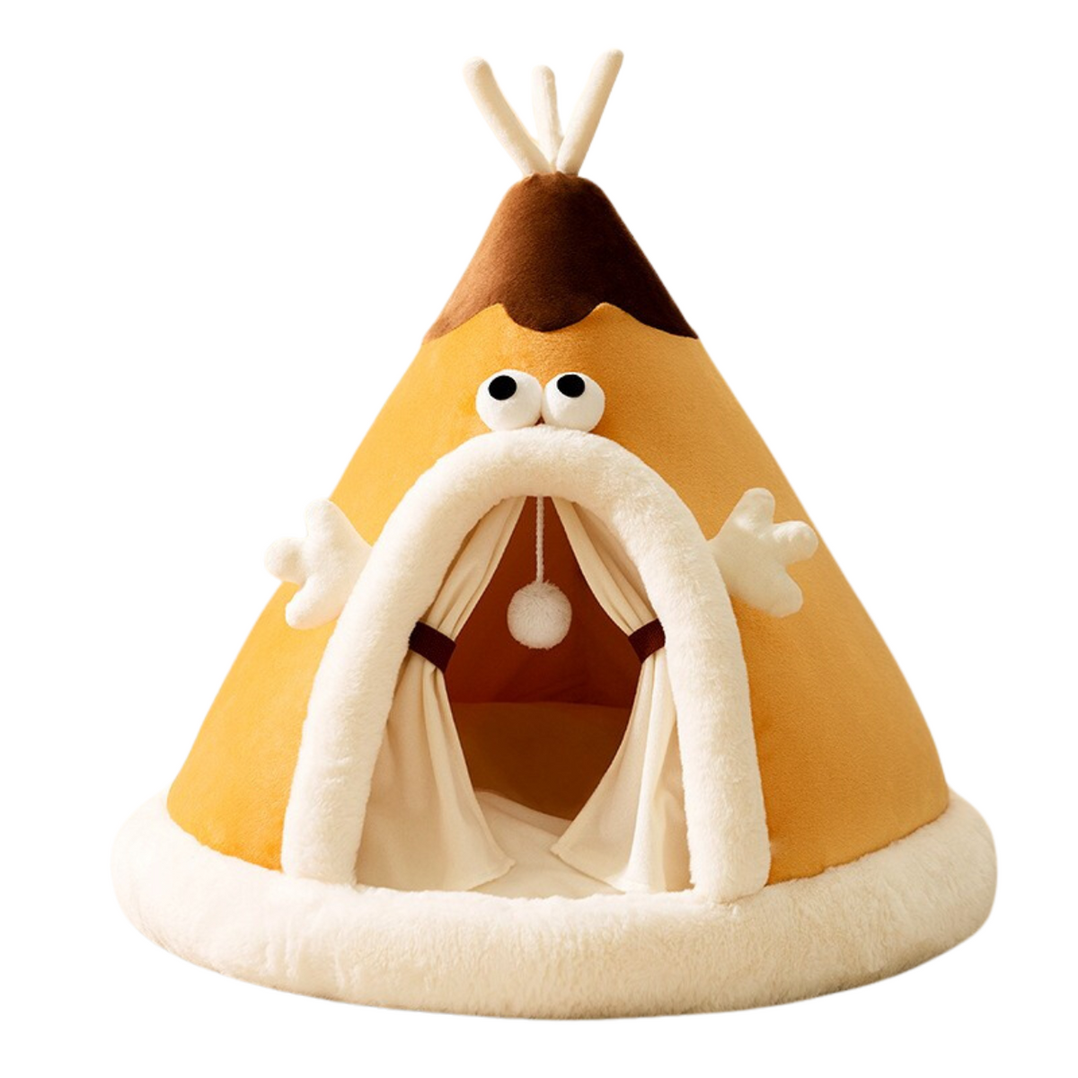 Katzenbett Zelt aus Fleece & Plüsch, 38–65 cm | Orange, Grau, Grün | Rutschhemmend, warmer Rückzugsort für Herbst & Winter