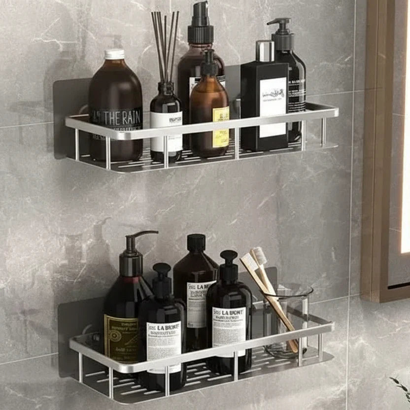 Kleberegal Bad | Bohrfrei  & Edelstahl | Selbstklebend | Mountra