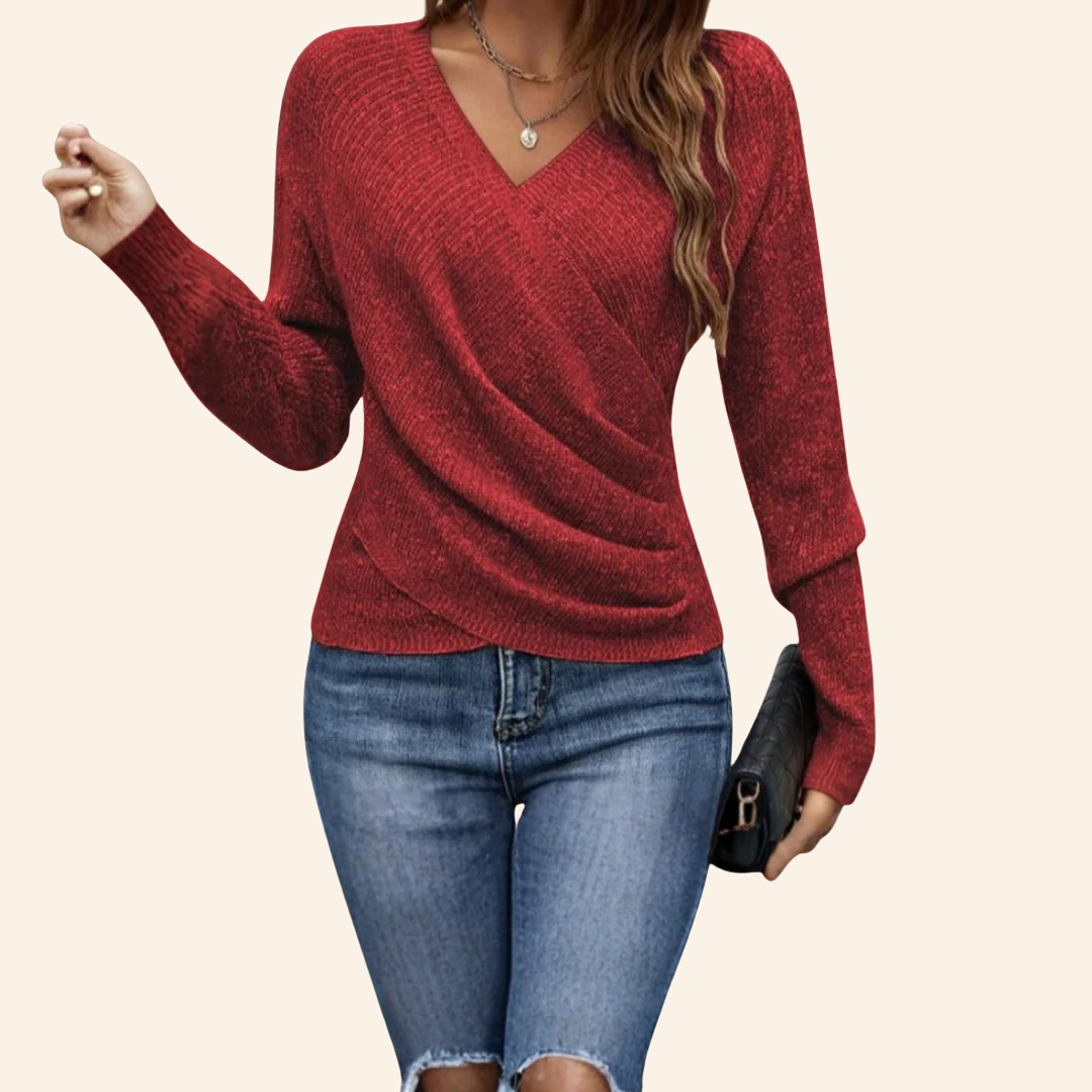 Harper | Weicher Wickelstrick-Pullover