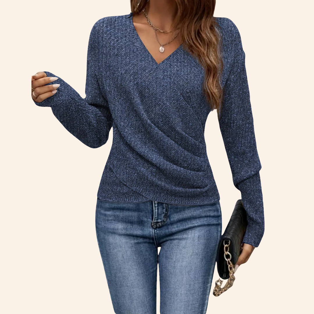 Harper | Weicher Wickelstrick-Pullover