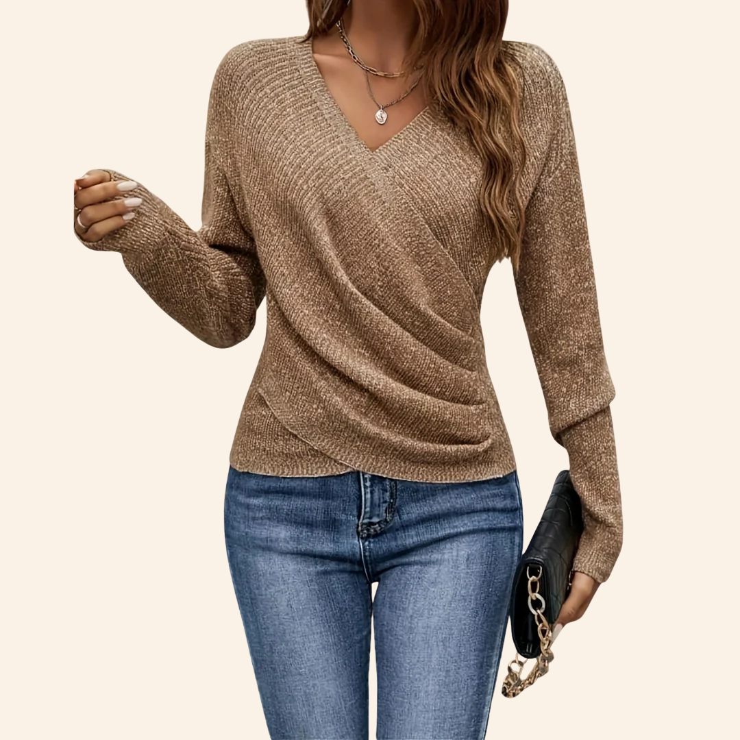 Harper | Weicher Wickelstrick-Pullover