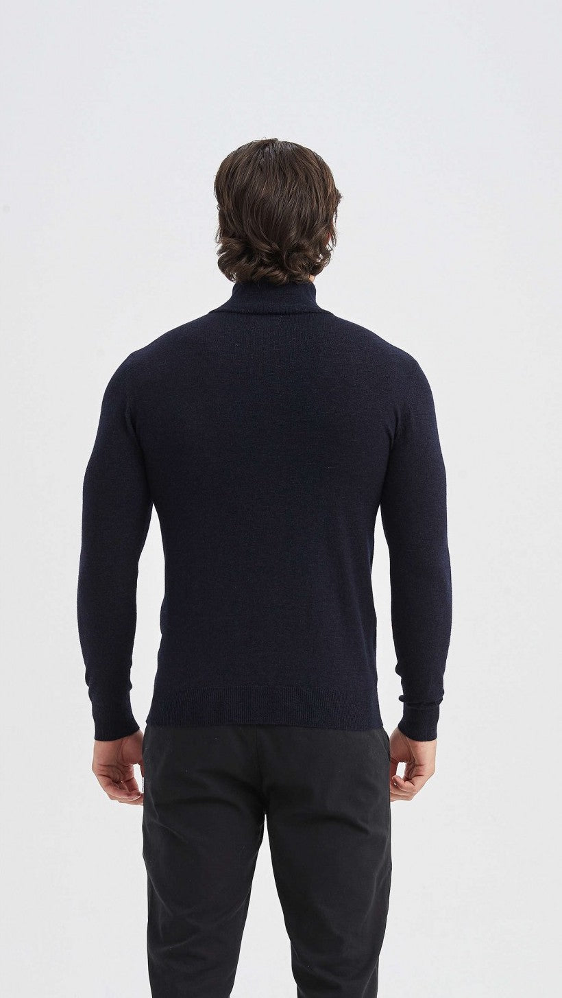 Isak | Marineblaues Sweatshirt mit halbem Reißverschluss