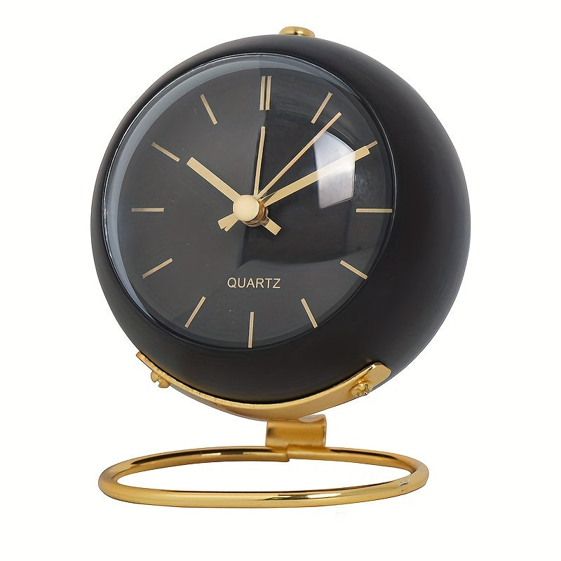 Lautlose Tischuhr | Nordic-Design | Leuchtende Zeiger & Goldene Details | GlowTime