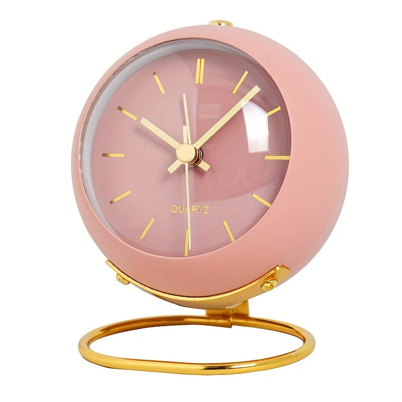 Lautlose Tischuhr | Nordic-Design | Leuchtende Zeiger & Goldene Details | GlowTime