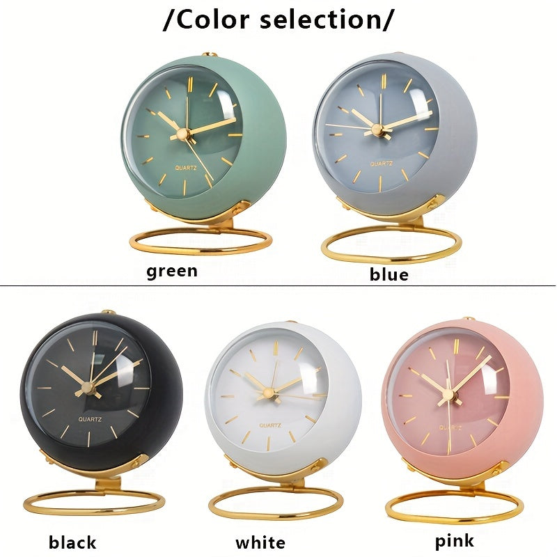 Lautlose Tischuhr | Nordic-Design | Leuchtende Zeiger & Goldene Details | GlowTime