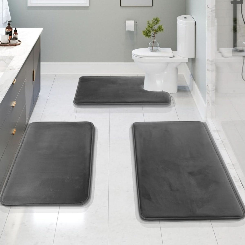 Memory Foam Badematten Set – weich, saugstark und rutschfest