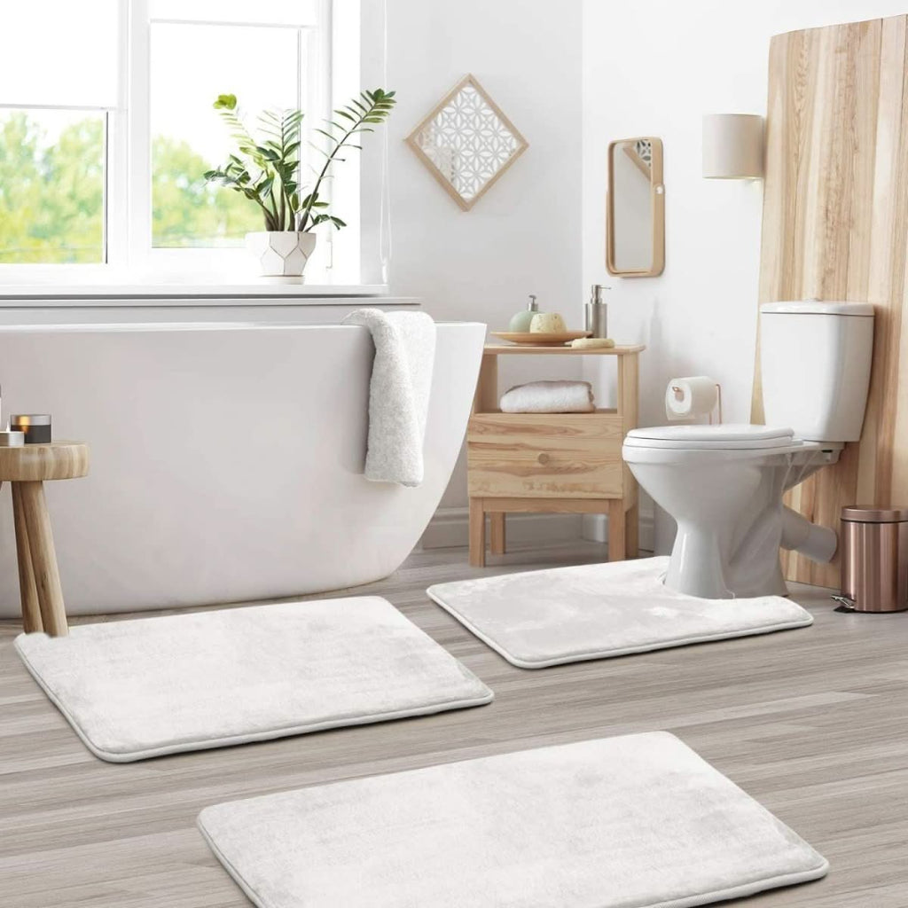 Memory Foam Badematten Set – weich, saugstark und rutschfest