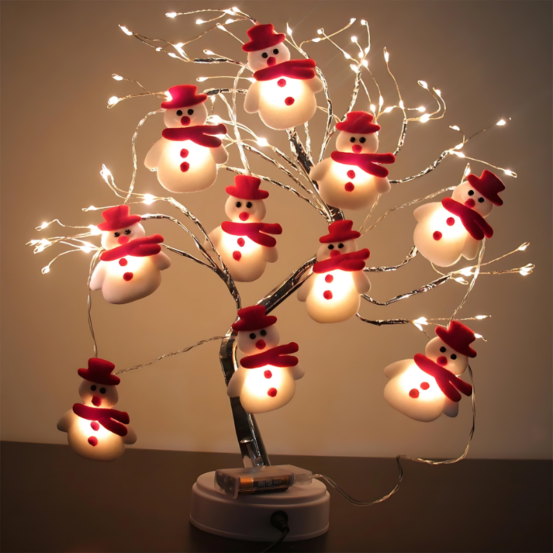 LED-Lichterkette mit Weihnachtsfiguren | Batteriebetriebene Weihnachtsbeleuchtung mit warmweißen LEDs und flexiblem Draht für Innenräume