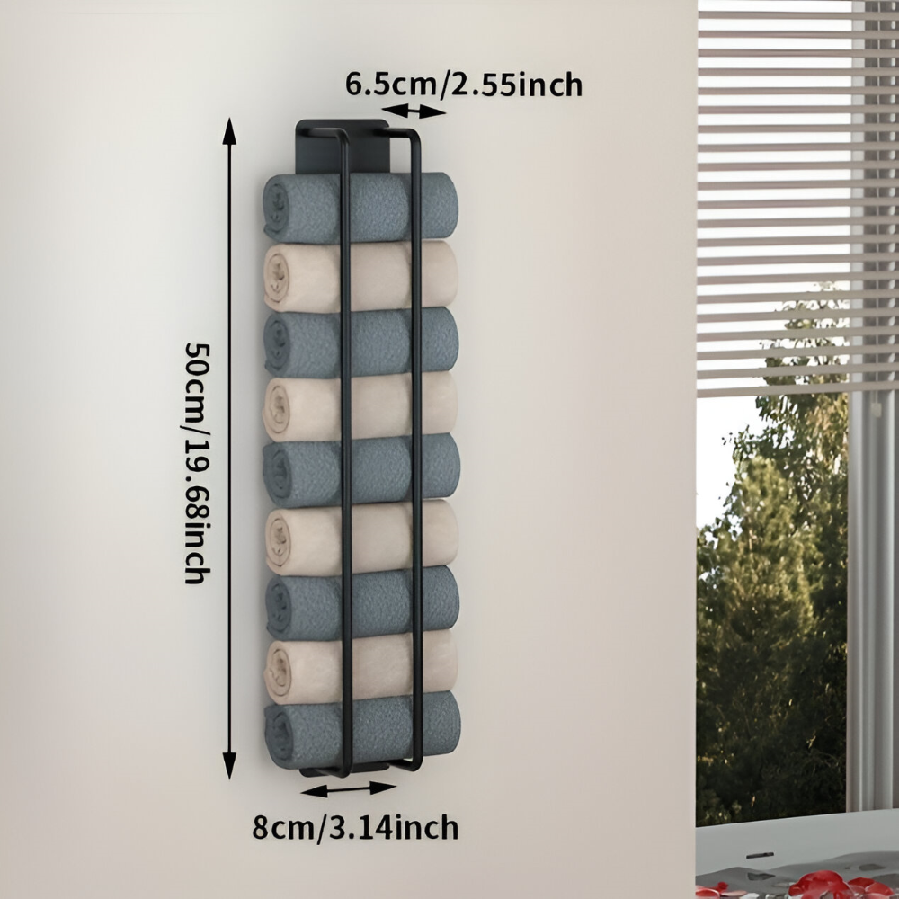 Wandhandtuchhalter | Vertikale Wandaufbewahrung | Offenes Drahtgestell  | TowelStack