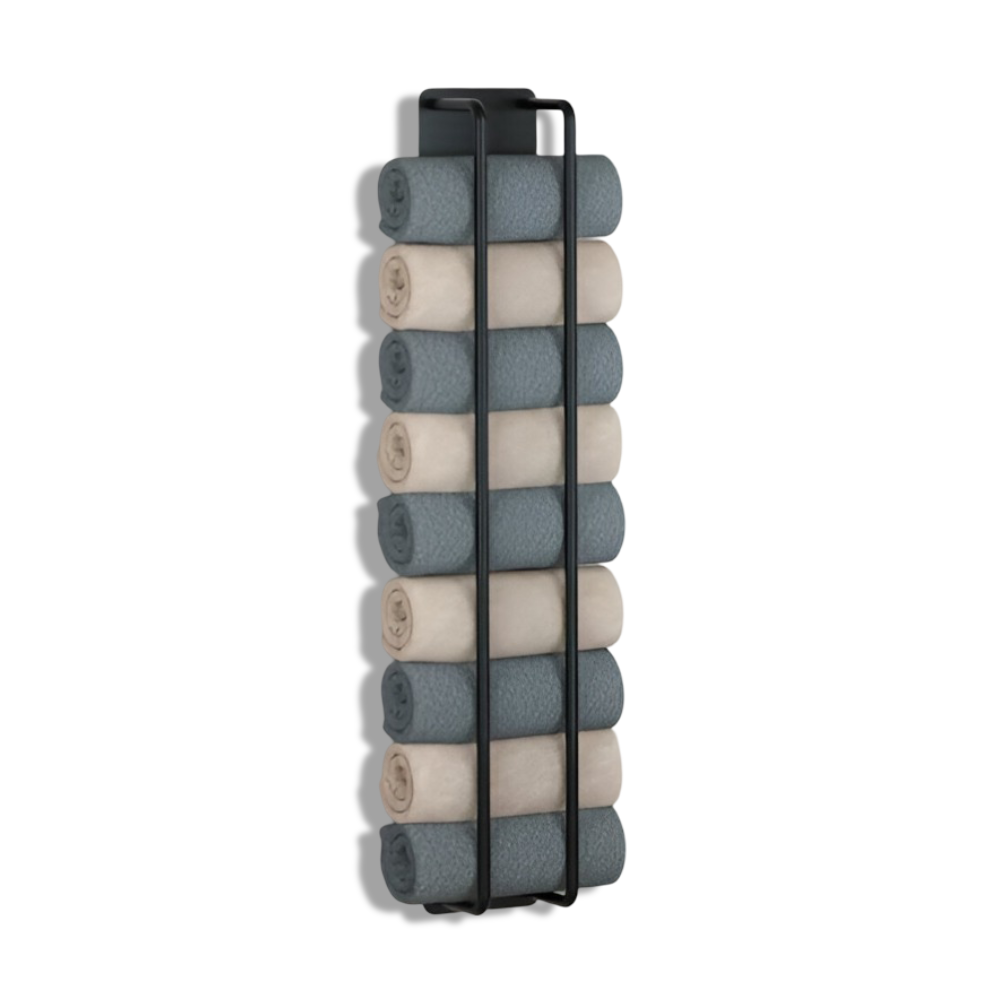 Wandhandtuchhalter | Vertikale Wandaufbewahrung | Offenes Drahtgestell  | TowelStack