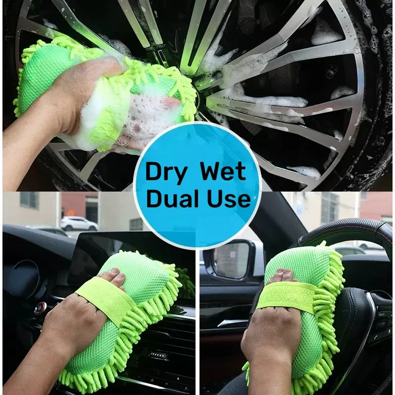 Mikrofaser Auto Waschset | Weiche Fusselfreie Reinigung | Schwamm, Handschuhe & Bürsten | Lackfreundlich